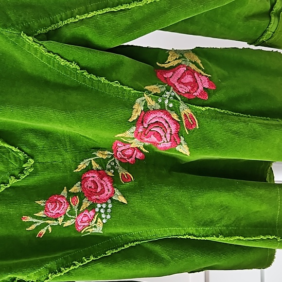 Johnny Was Los Angeles Green Corduroy Embroidered Blazer Jacket Sz. S - Picture 10 of 11